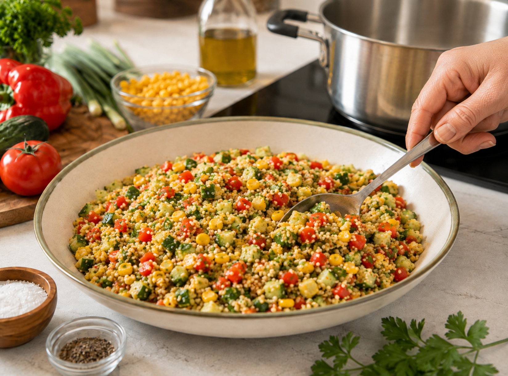 Салат с булгуром и овощами
