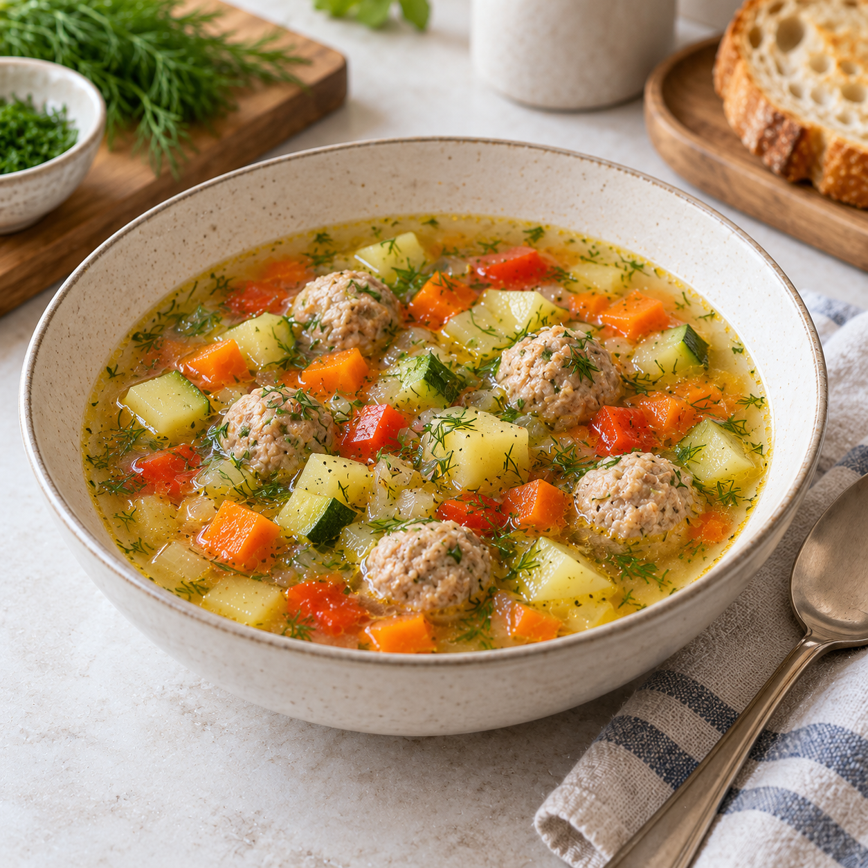 Суп с фрикадельками и овощами
