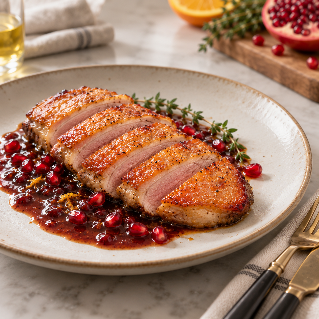 Утиная грудка с гранатовым соусом